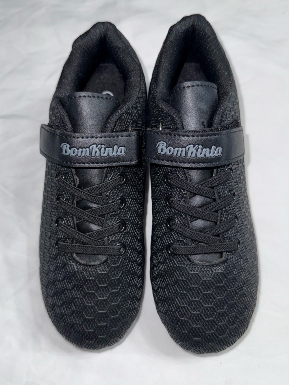 BombKindra Black Hex Mesh Lace-Up Soccer Cleats